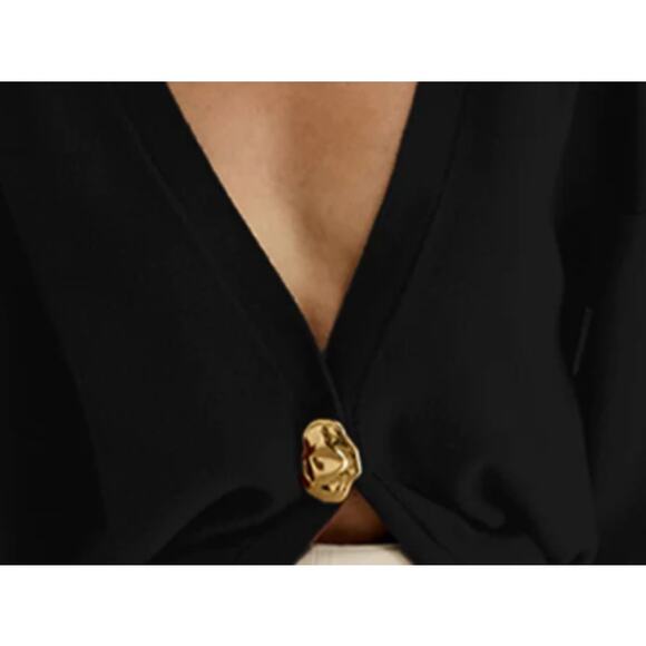 Commense Golden Button Plain Cardigan Size L - Picture 2 of 4